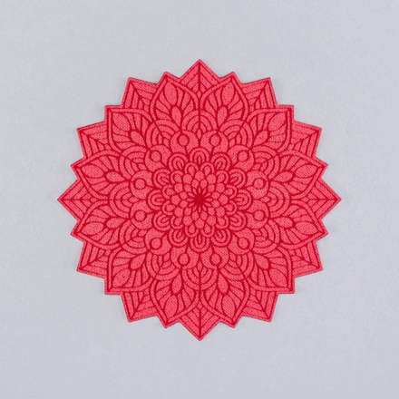 Coral Faux Suede Leather mandala patch laid flat