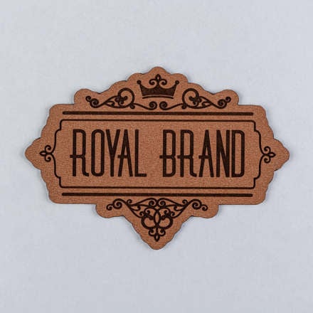 Caramel Genuine Leather with high contrast royal brand patch laid flat