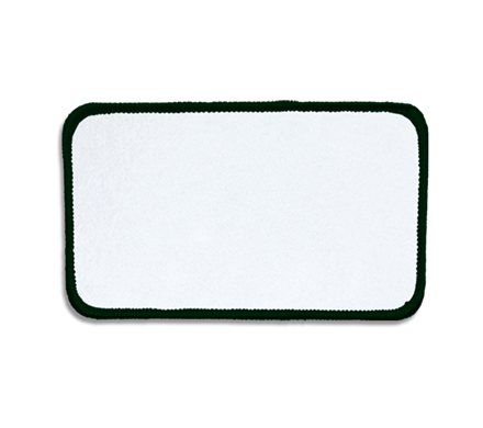 White rectangular blank patch with dark green border.
