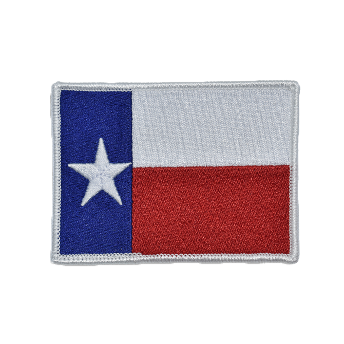 Embroidered Texas Flag patch with white border
